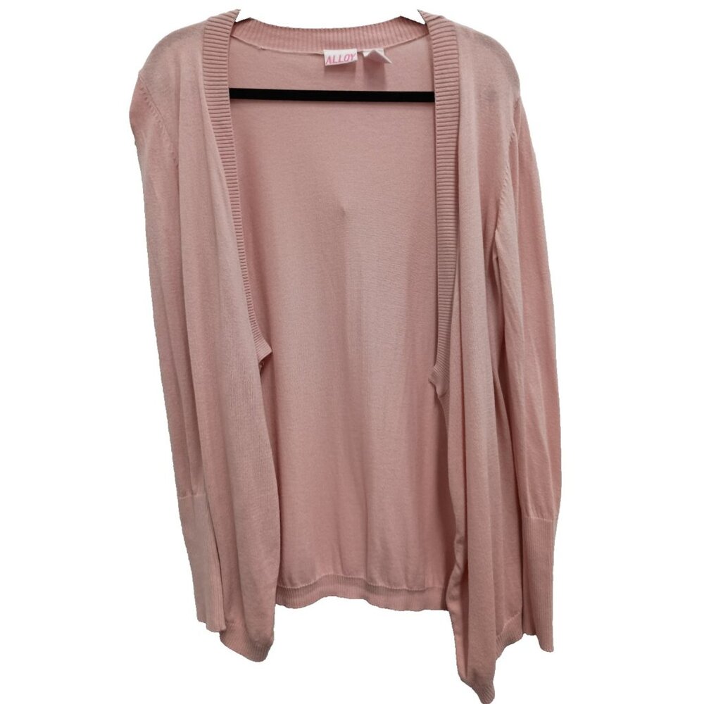 Alloy Womens Cardigan Medium Pink Long Sleeve Open Front Lightweight Minimalist